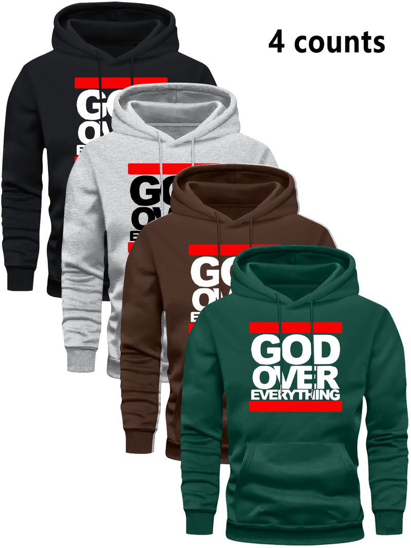 4 Counts Hooded Sweatshirt Fleece Men's Casual Versatile Fashion.