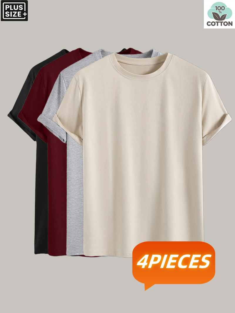 4 pcs  Men's Trendy Solid Color T-Shirts.