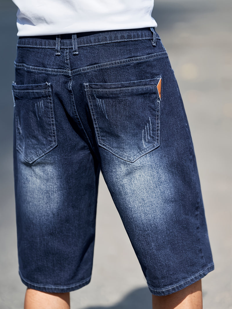 Relaxed And Comfortable, Thanks to The Stretchy Fabric. Straight-Leg Denim Shorts.