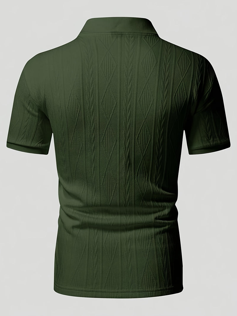 Men's Summer Textured Jacquard Casual Top, a Classic Business Polo Shirt.