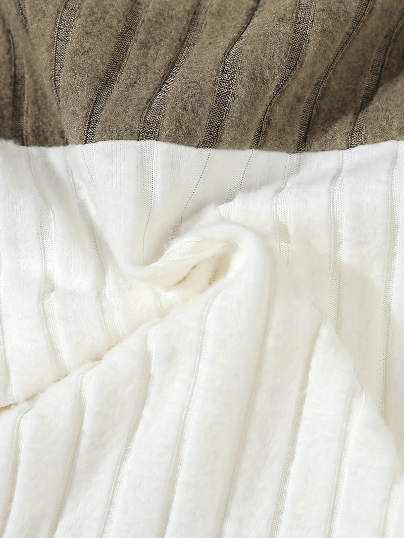 3 Sets Boys Pantsuits: Ribbed Round Neck Contrast Pullover.