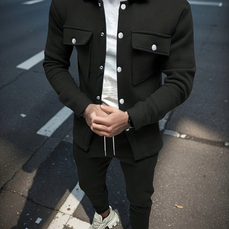 Men's Stylish Versatile Lapel Jacket with Real Pockets And Long Sleeves.