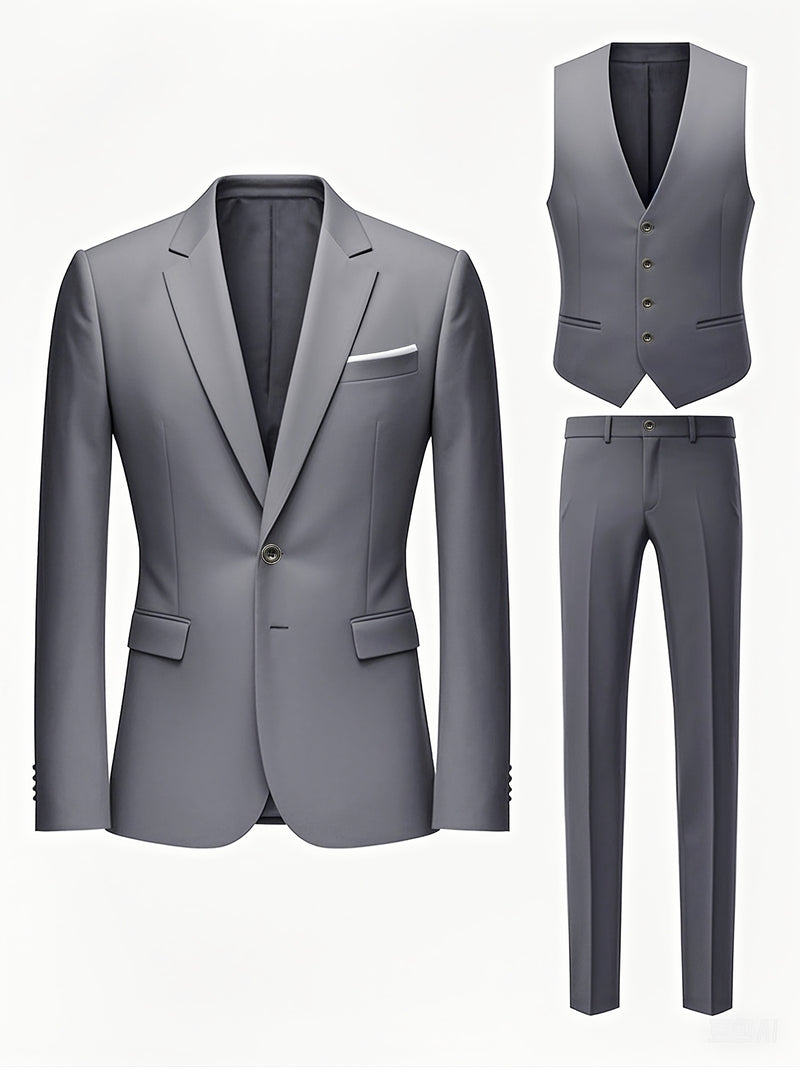 Men'S Formal Wedding Suit - 3pcs Business Casual Set with Lape.