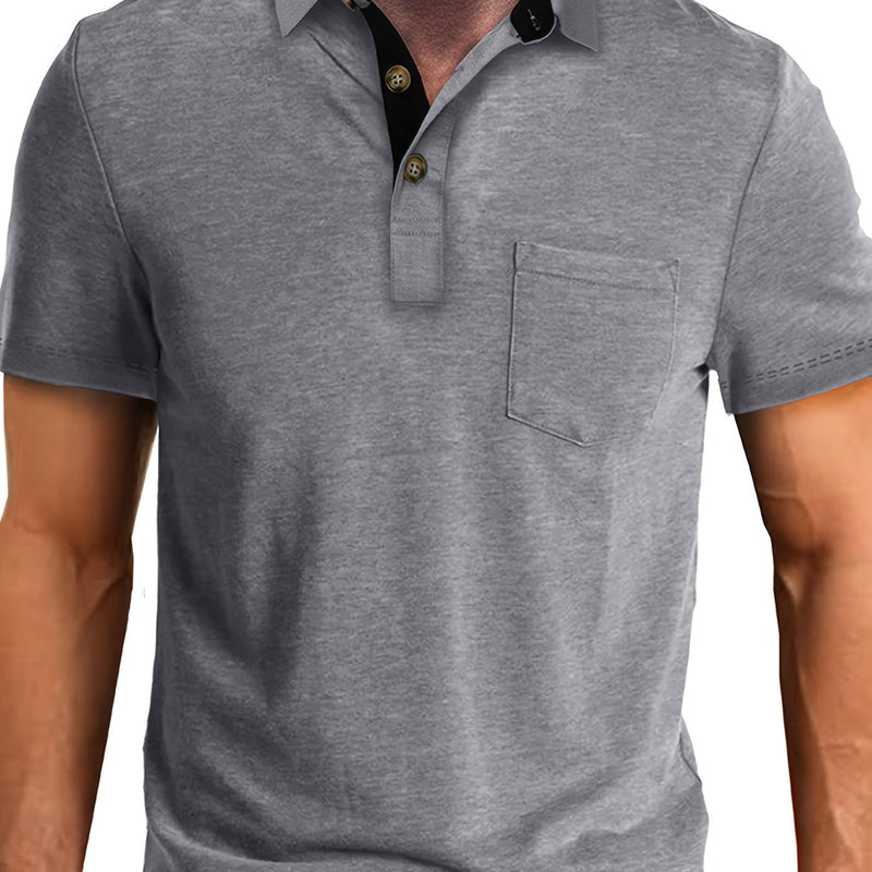 Men's Plaid Collar Pocket T-shirt.