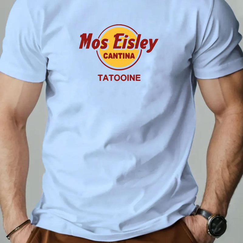 Men's Mos Eisley Cantina Logo Pattern Summer Casual Short-Sleeve T-Shirt.