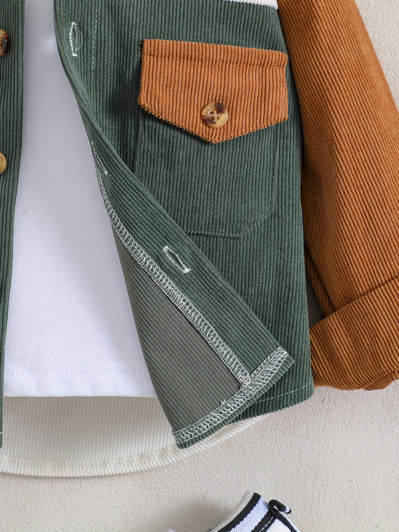 Casual Corduroy Jackets And Hats for Infants And Toddlers.