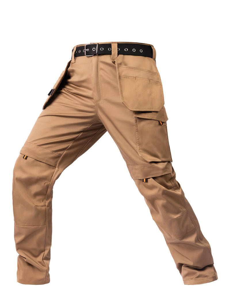 Men's Elastic Cargo Pants with Multiple Pockets, All-Season Style.