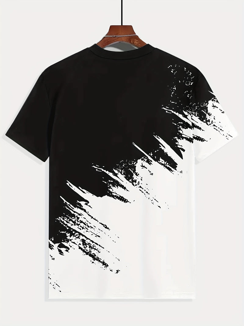 Men's 5pcs Letter Print Crew Neck Fashion Short Sleeve Sports T-Shirts.