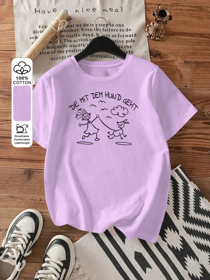 Women's Stylish Printed Round Neck Short Sleeve T-Shirt.