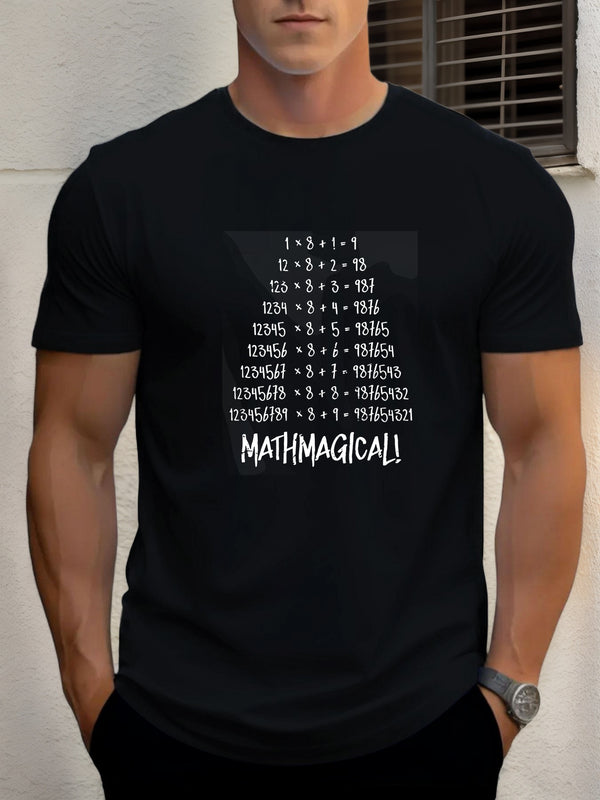 Men's Casual Summer T-Shirt Featuring a Mathematical Equation Design.