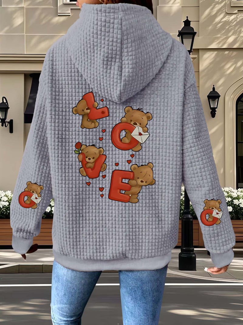 Women's Casual Waffle Zip-Up Hoodie.