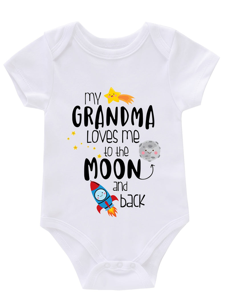 Newborn Baby Romper Short Sleeve Funny Cute Print.