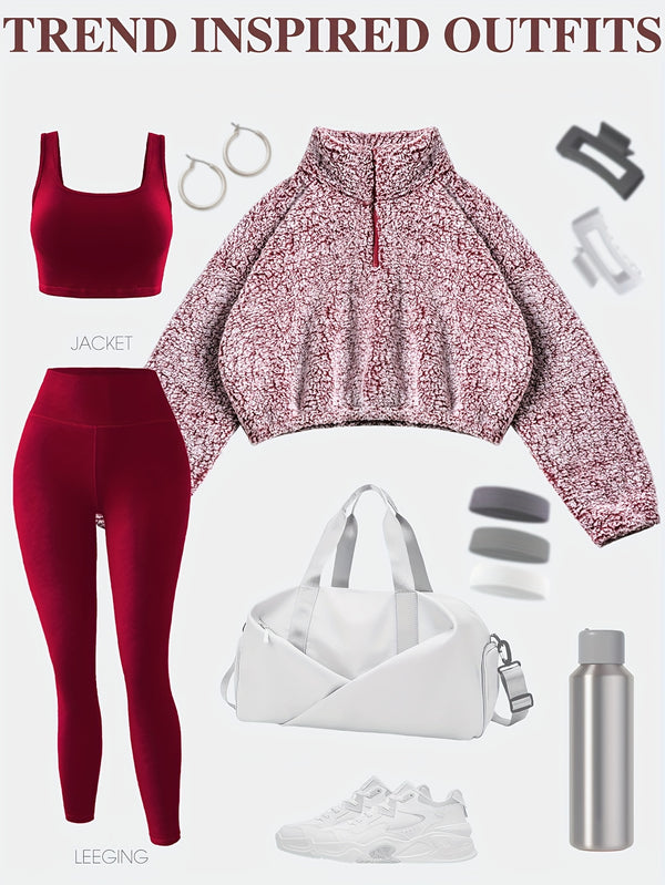 Lined Sweatshirt Warm Bubble Fabric Plush Cropped Jacket for Women.
