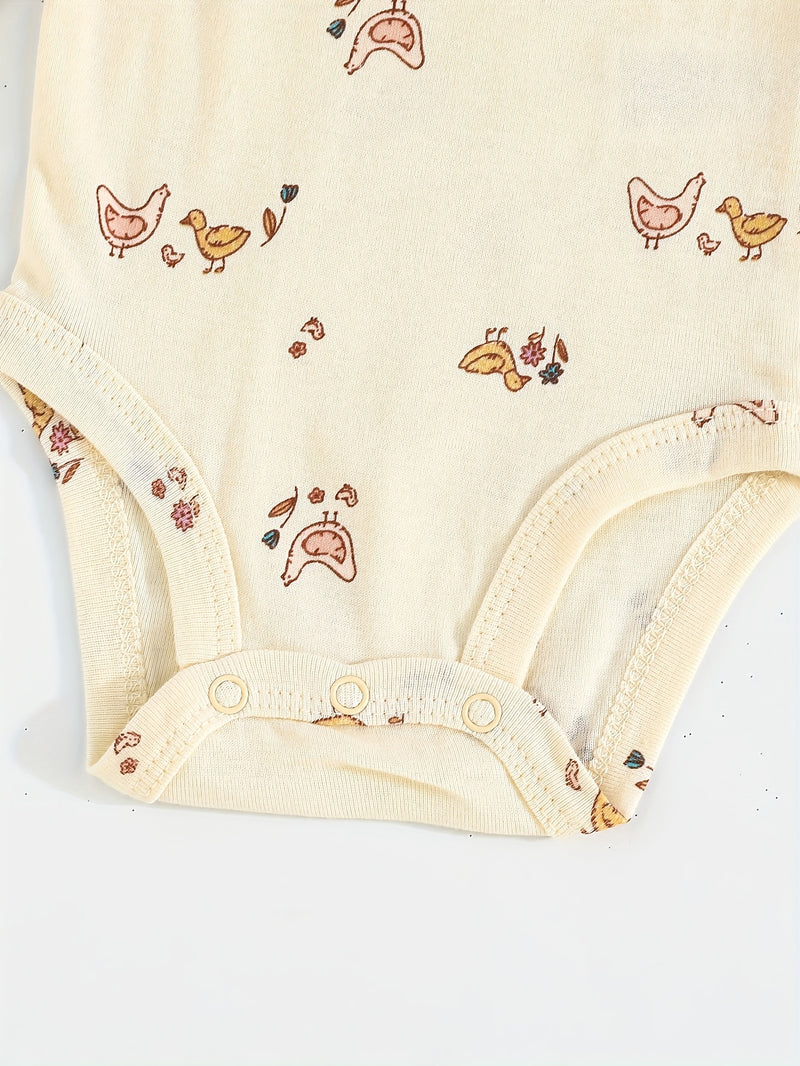 Children's Cartoon Animal Versatile Long-Sleeve Romper 5pcs Set.