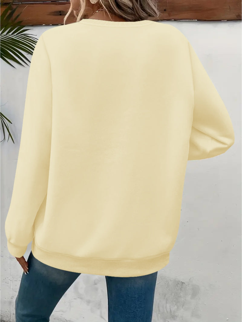 Plus Size, Women's Oversized German Text Print Sweatshirt.