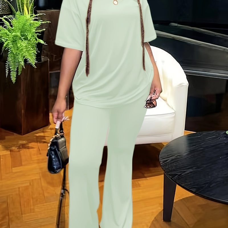 Womens Cross-Border Foreign Trade Loose T-Shirts, Long Wide-Leg Pants.