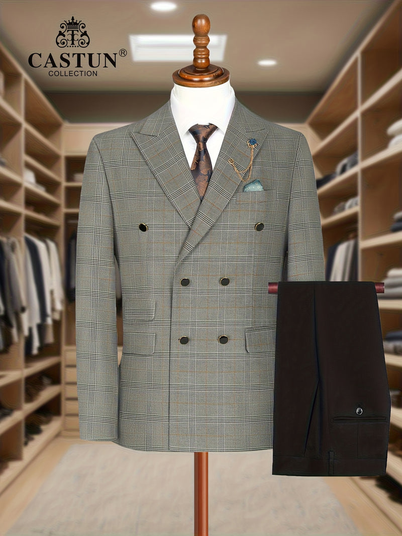 A 2pcs Slim-Fit Suit Set for Men, Suitable for Light Business.