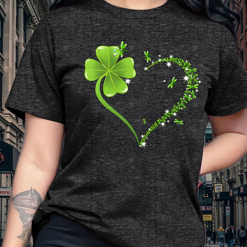 Round neck T-shirt in small and plus sizes, summer/spring Women's top.