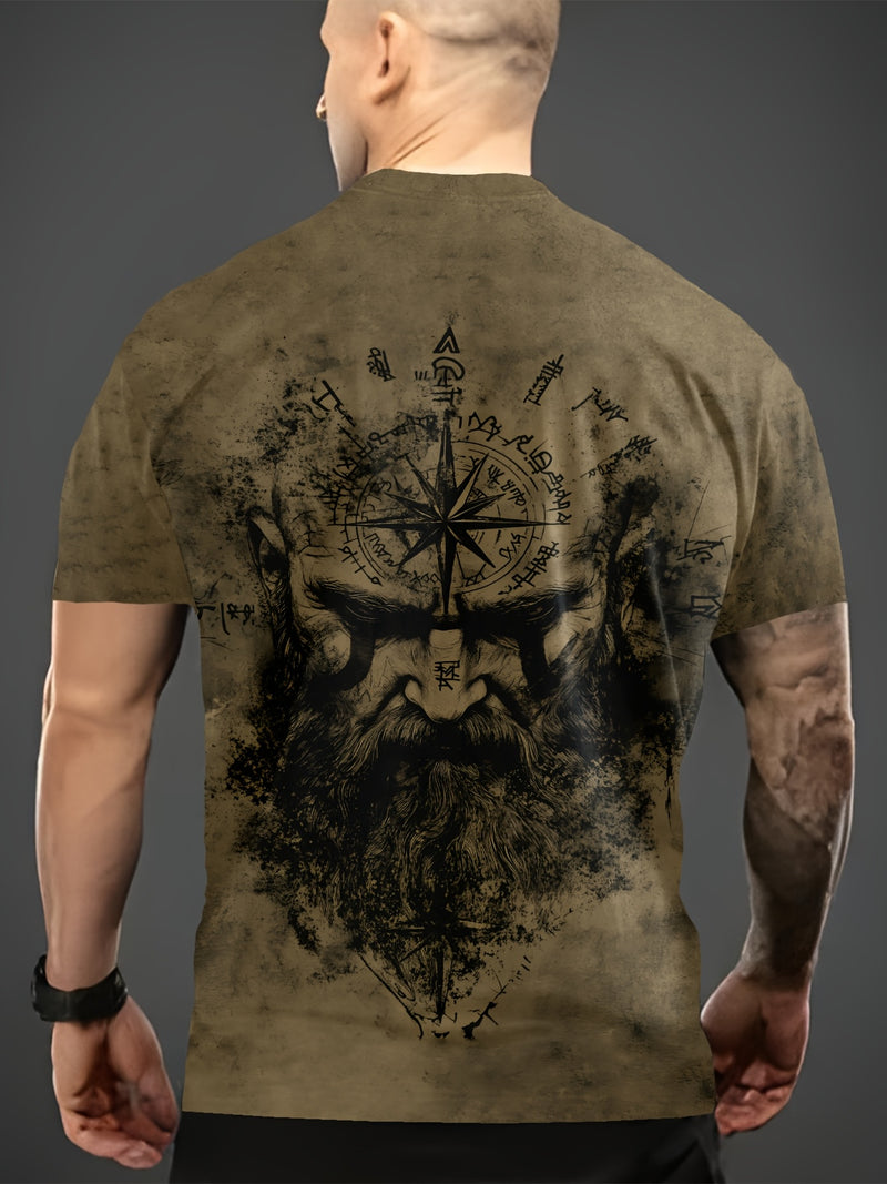 Summer Men's Wandering  Digital Printed Pattern T-shirt.