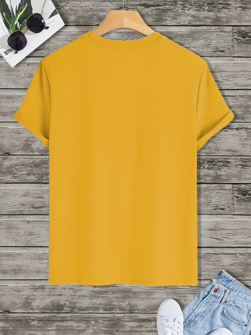 Men's Poker Card Pattern Summer Casual Crew Neck Short T-Shirt.