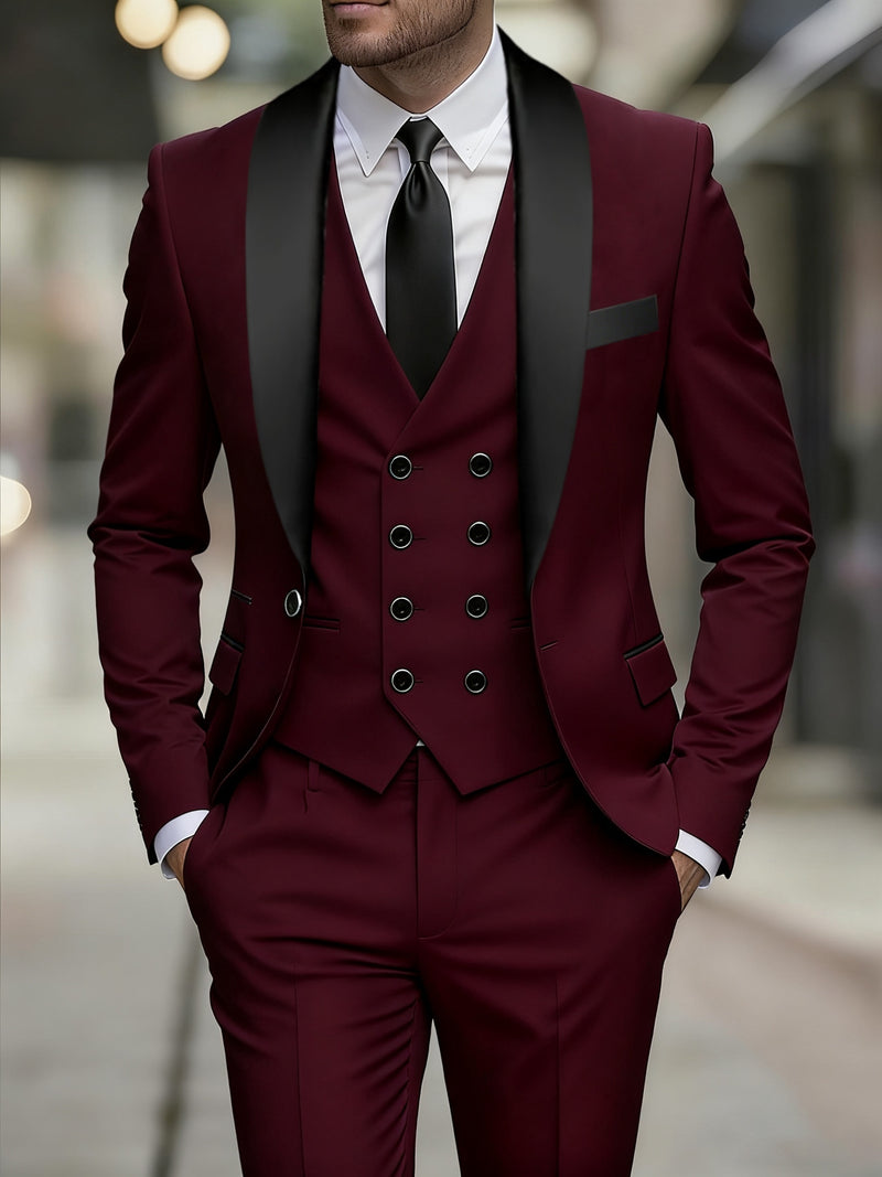 Business Style Men's 3pcs Suit Set with Suit.
