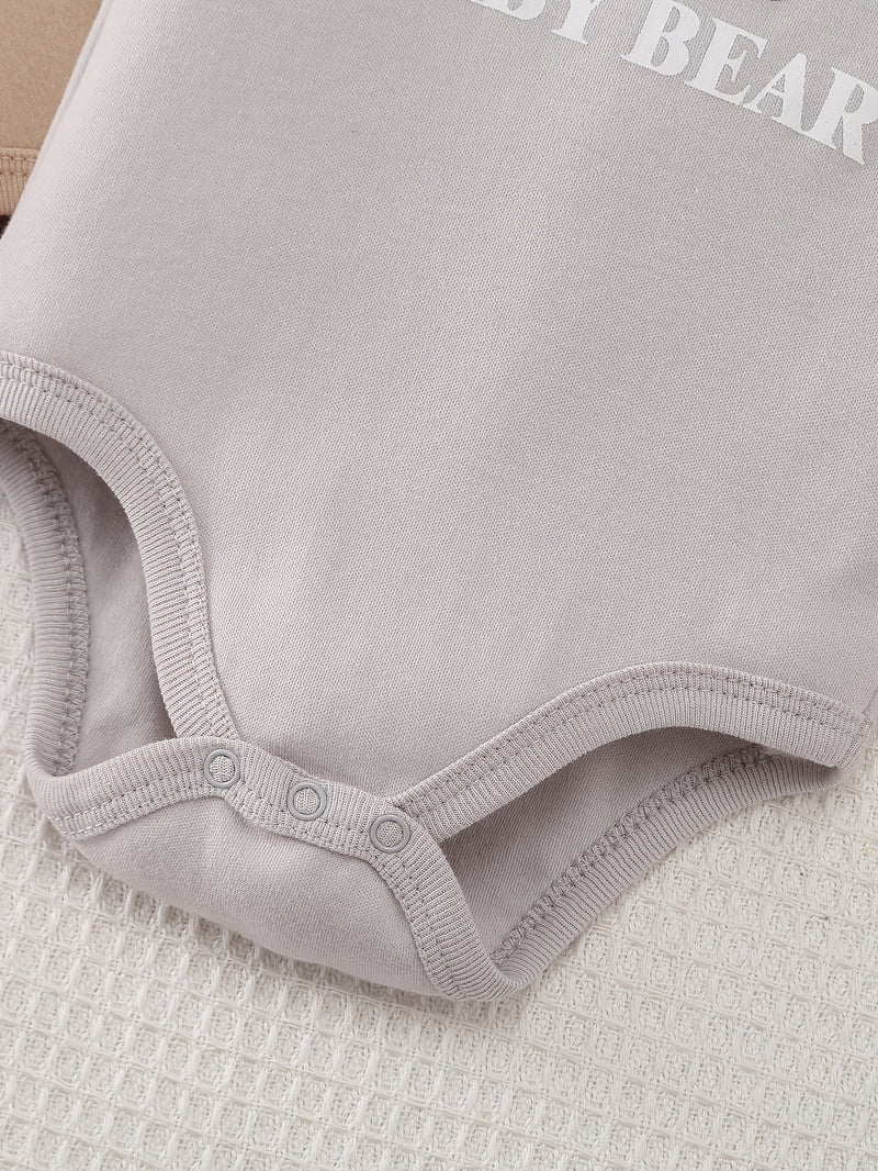 10pcs Boys' Onesies Set - Short Sleeve Snap-Fit Rompers with Bear & Animal Print.