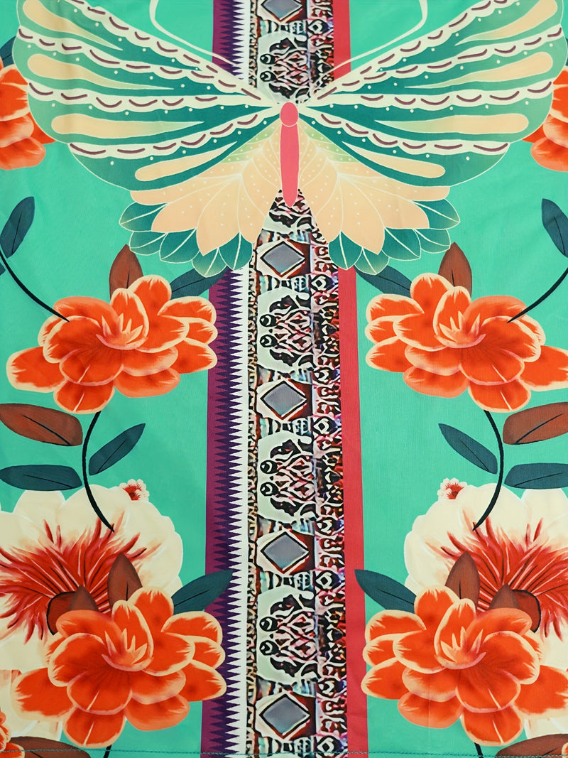 2pcs Women’s Stylish Fitted Sexy Printed Camisole And Bodycon Printed Skirt.