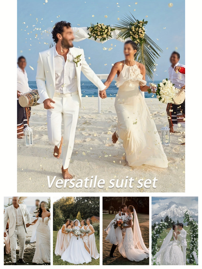 Men's Mandarin Suit Set with Western Pants Two-Piece Outfit