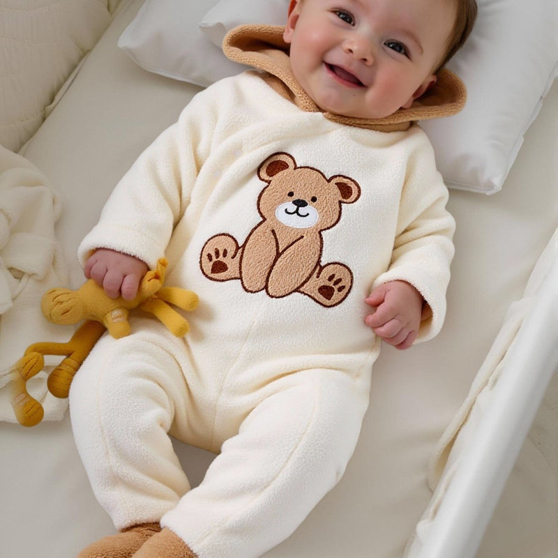 Baby Boy Outdoor Autumn Winter New Bear Embroidery Pattern.