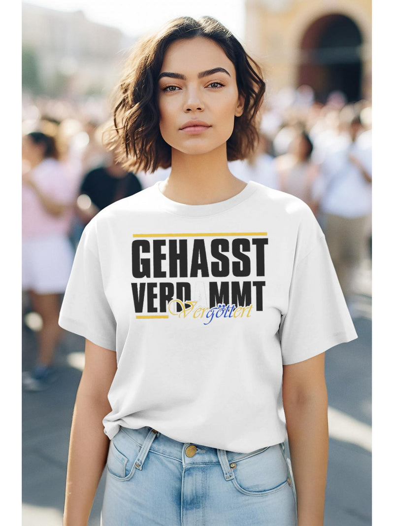 Men's & Women's Gothic German Text Print T-Shirt.