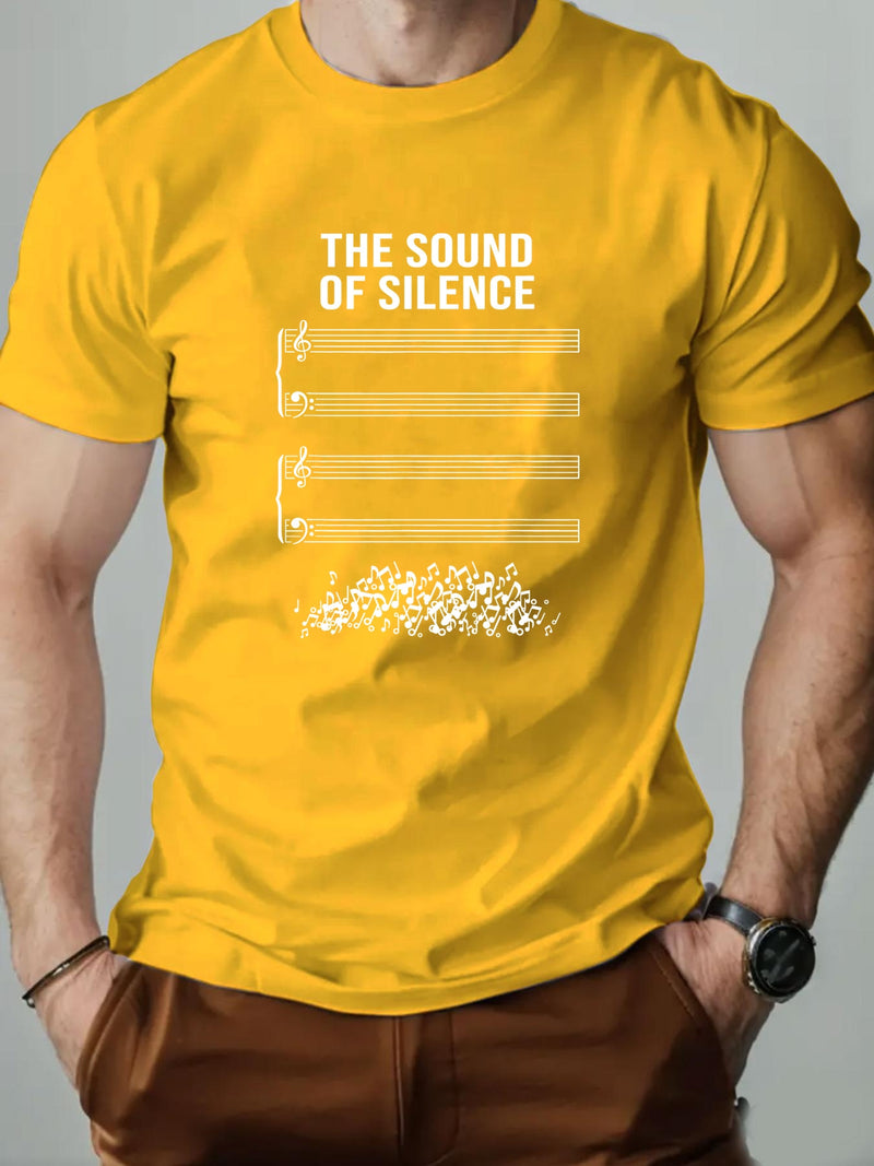 Men's Short Summer Casual T-Shirt with The Sound of Silence Design.