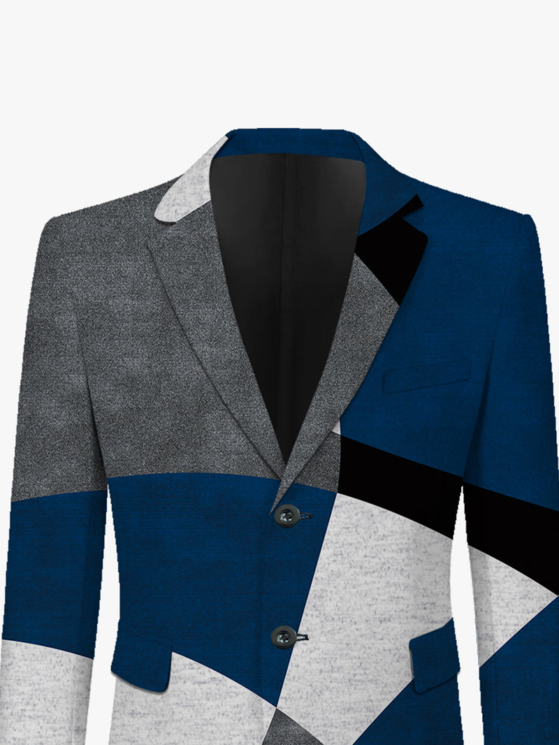 Men'S European  Fashion Patterned Suit Set with Jacket And Trousers.