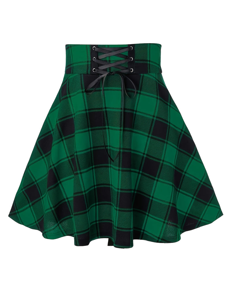Directional Women's Waist-Tied Plaid Skirt.