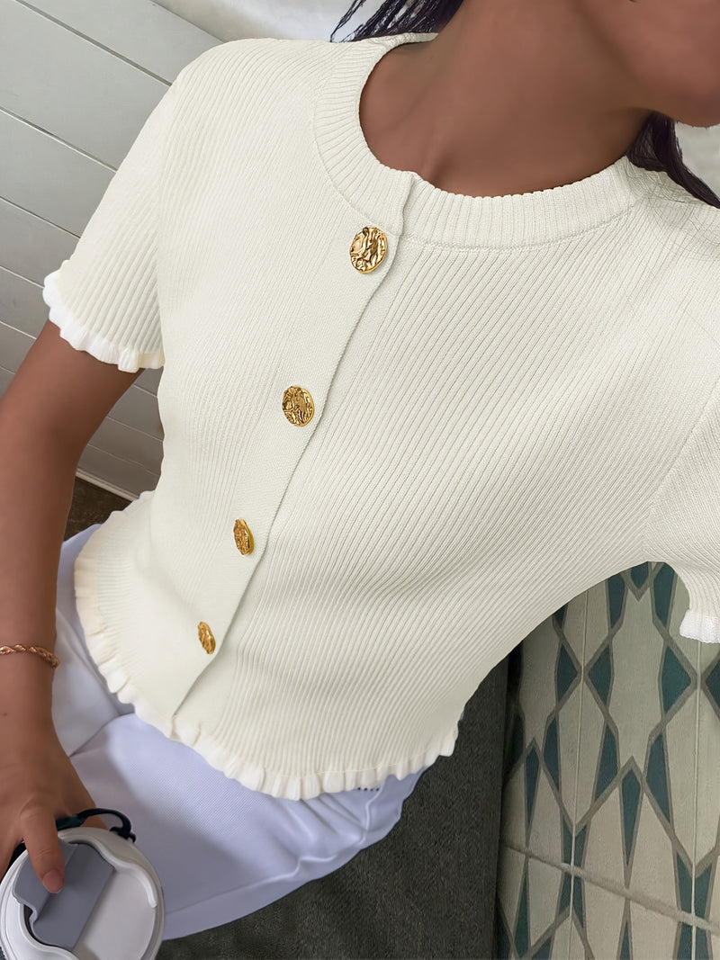 Women's Summer Button Ear Design Edge Design.