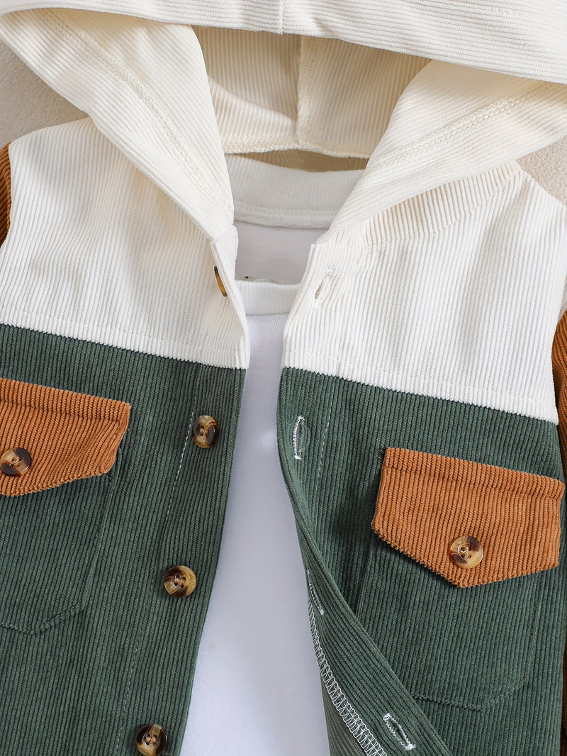 Casual Corduroy Jackets And Hats for Infants And Toddlers.