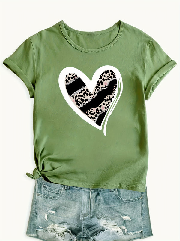 Women’s Casual Sports Loose Heart Graphic T-shirt.