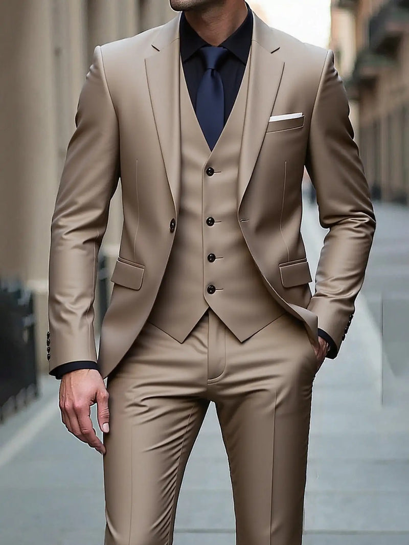 Men's 3pcs Suit- Slim Fit Tuxedo Set for Weddings& Formal Occasions.