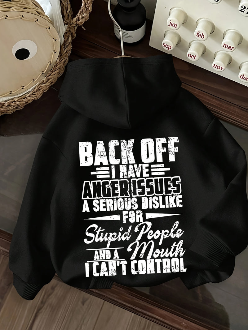 Women’s Letter Print Hoodie, Drawstring Casual Hooded.
