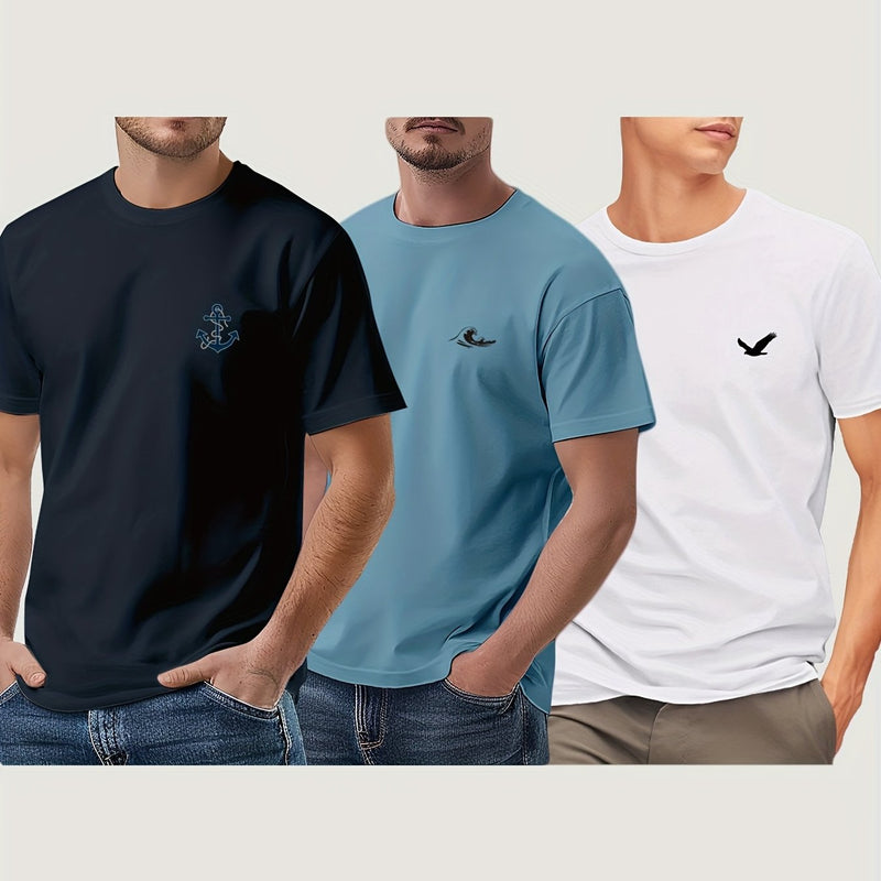 3pcs Men's Short Sleeve T-Shirts.