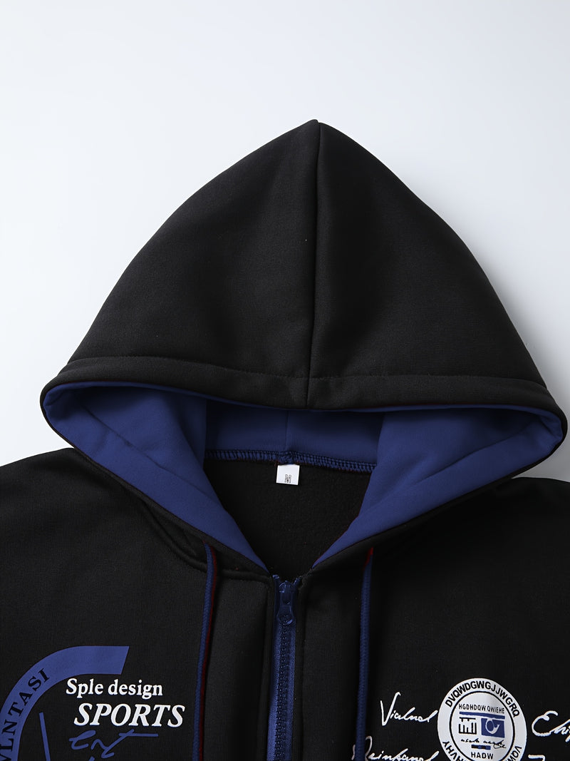 Men's Casual Sports Two-Piece Set Includes a Hooded Sweatshirt And Pants.