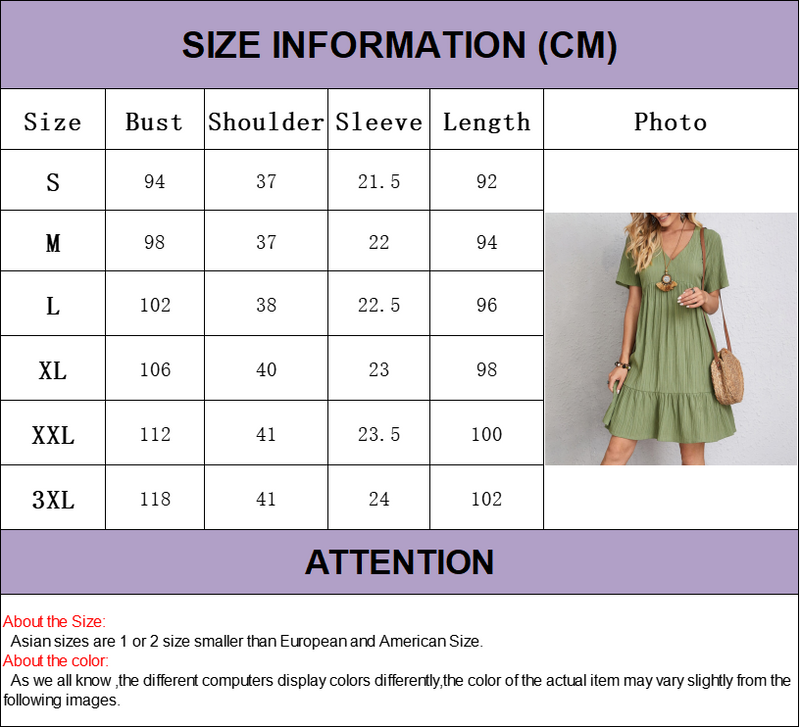 Women’s Summer Solid Dress Casual Bohemian.