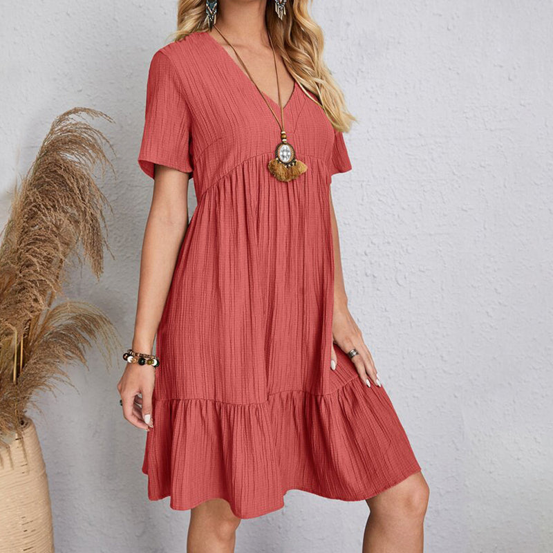 Women’s Summer Solid Dress Casual Bohemian.
