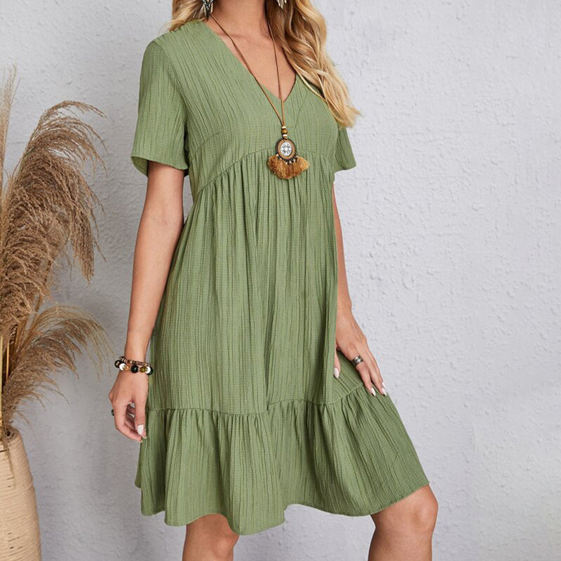 Women’s Summer Solid Dress Casual Bohemian.