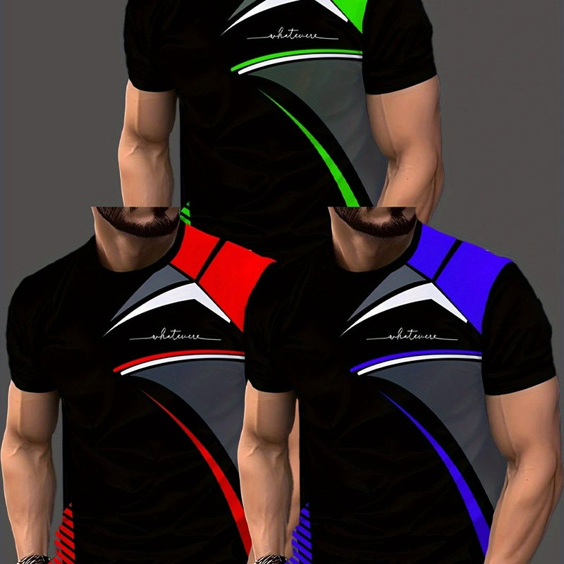 3pcs Men's Fashion Casual Crew Neck Short Sleeve T-Shirts.