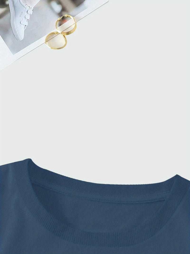 Women's Casual Short Sleeve T-Shirt with Dog Silhouette & Paw Print Graphic.