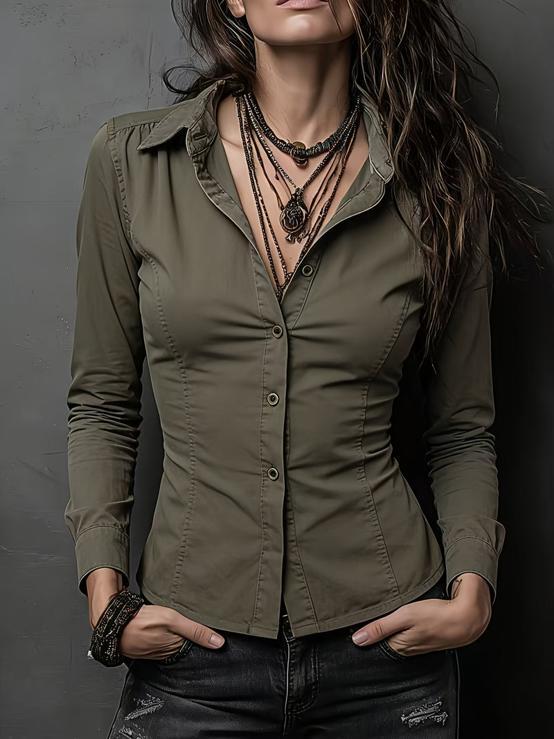 Women's Classic Vintage Dark Green Mature Western Style Slim.
