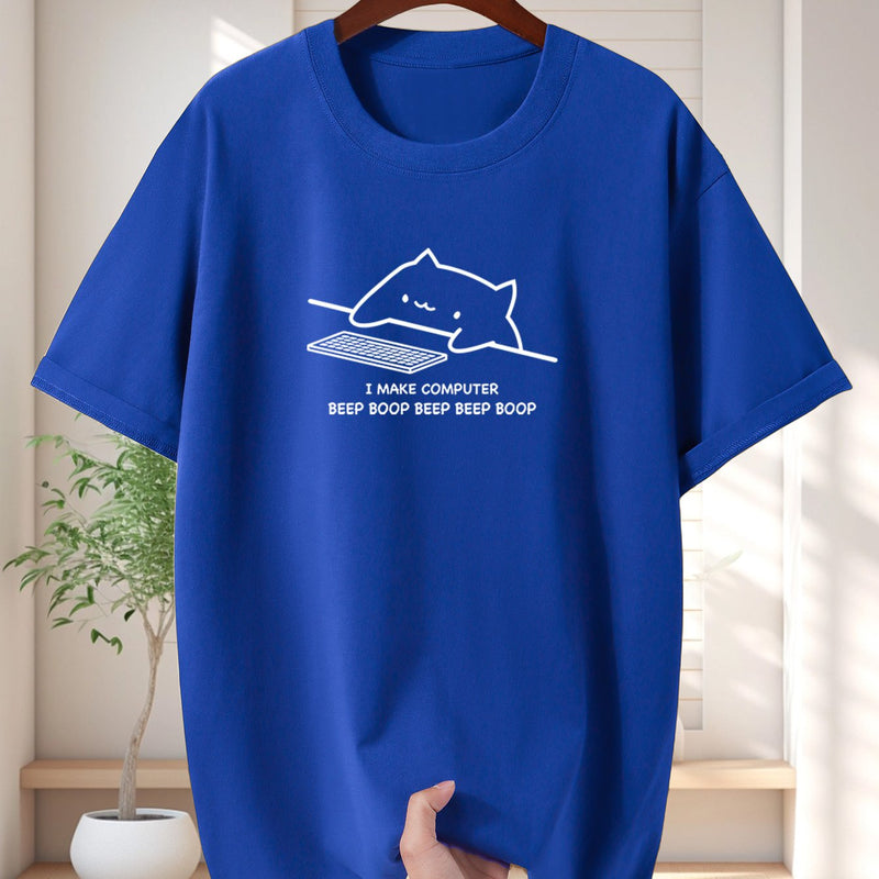 Men's Pure Cotton New Fashion Letter Design Print Casual Short Sleeve.