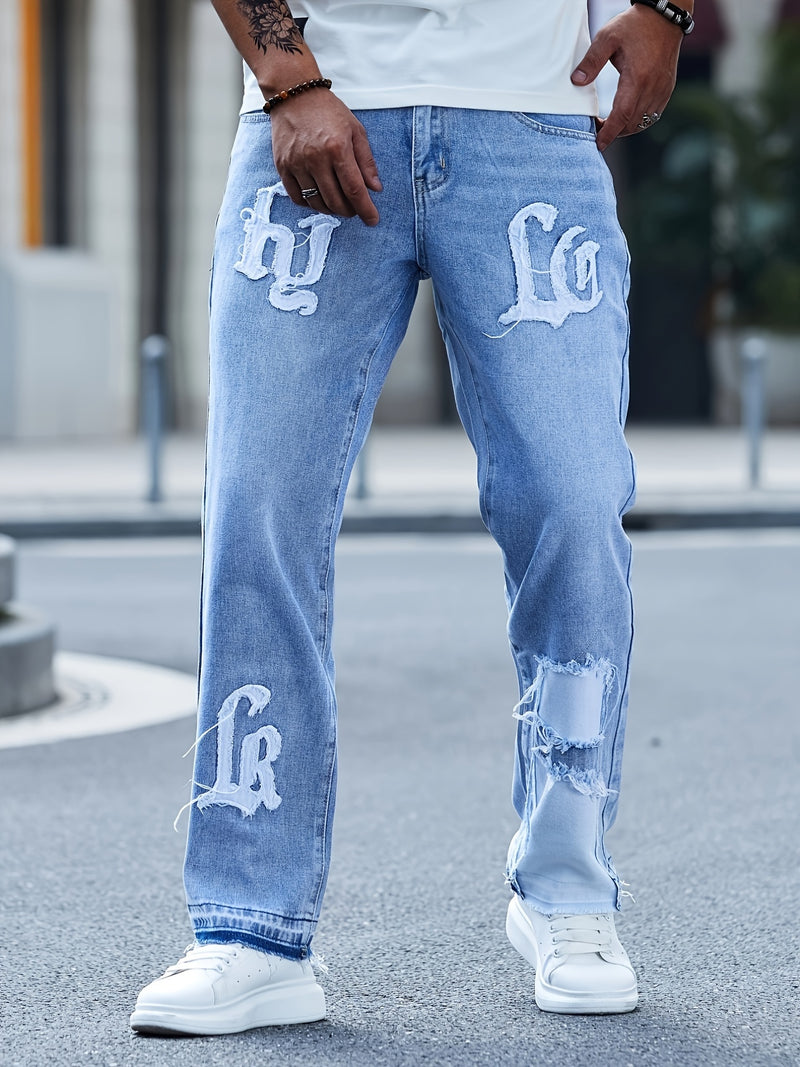 Men's Casual Washed Denim Jeans.