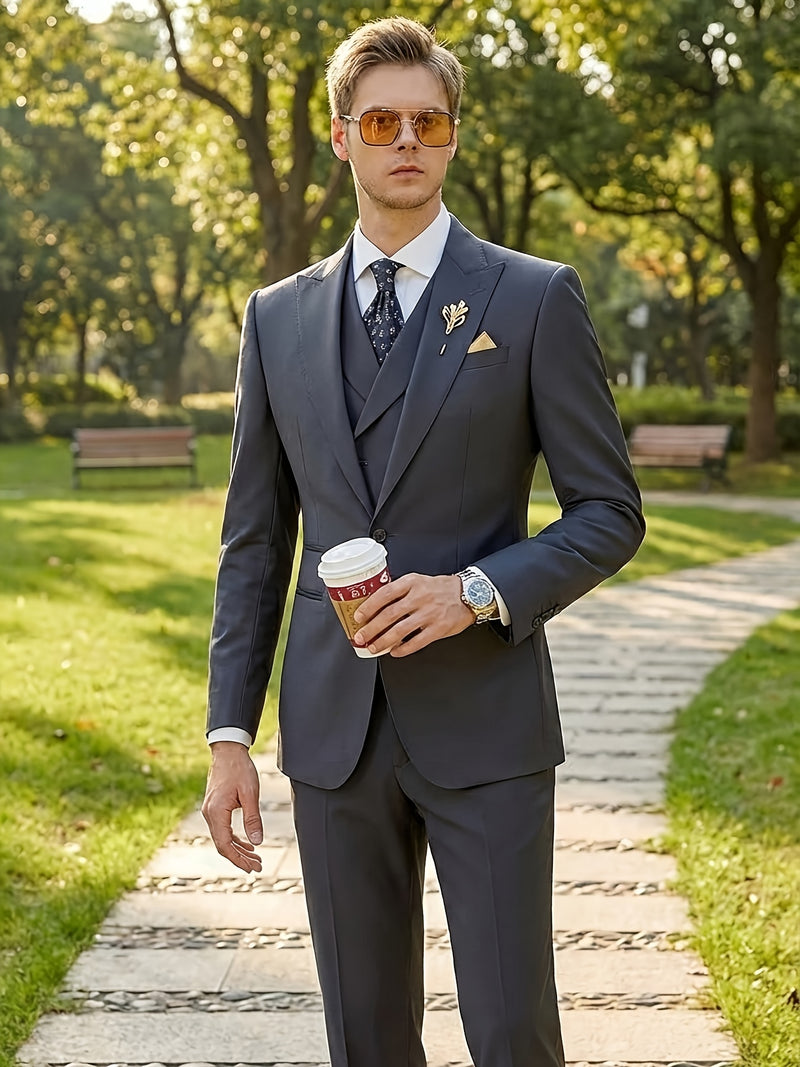 Men's Premium Dark Grey Suit Set.