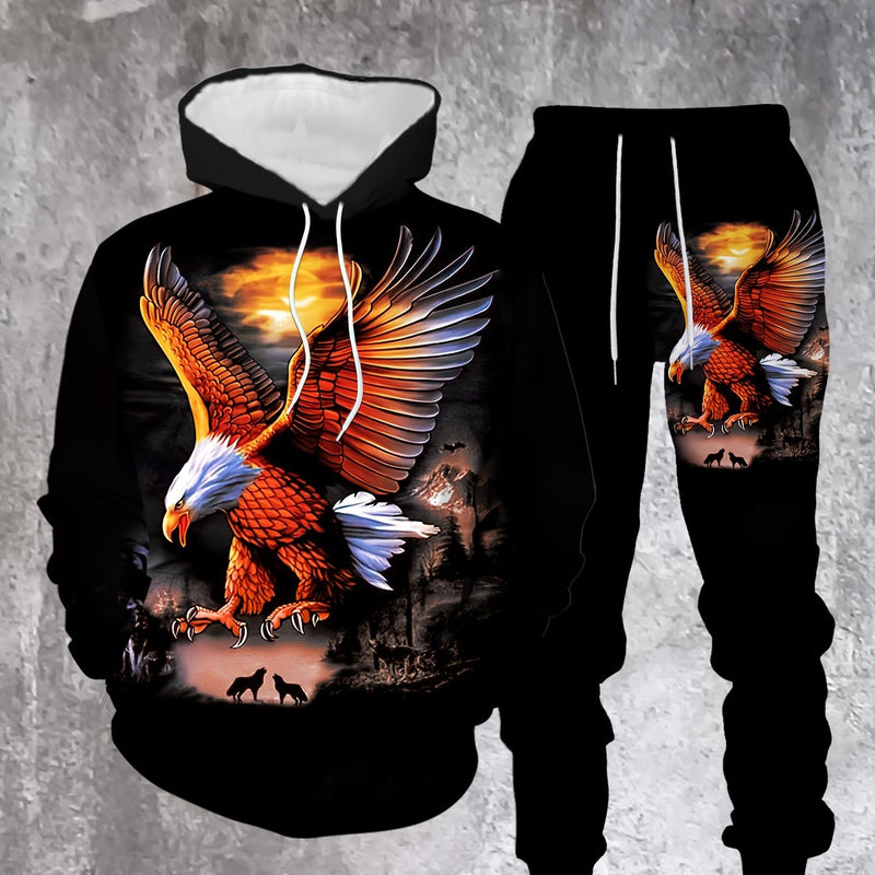 Men's Hoodie and Sweatpants 2pcs Set for Winter.